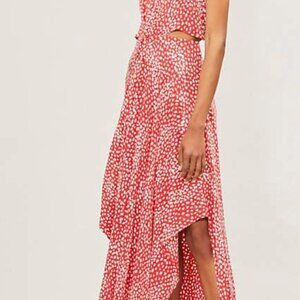 Maje Red Asymmetrical Dress Midi